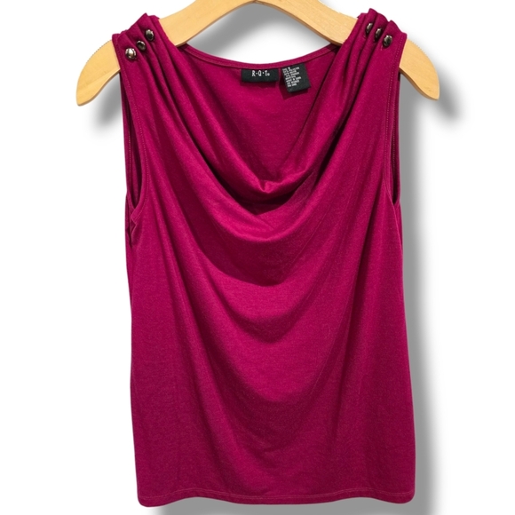 RQT Women's Plum draped neckline sleeveless blouse - small - Picture 4 of 6